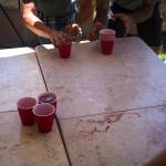 Campers play a round of drinking games before heading into the festival grounds during day three of the annual Sasquatch! Music Festival on Sunday, May 28, 2017 in George, Wa. (Daniella Beccaria / For the Herald )