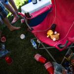Leftover food and drinks scatter the campground on day three of the annual Sasquatch! Music Festival on Sunday, May 28, 2017 in George, Wa. (Daniella Beccaria / For the Herald )