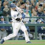 Seattle&rsquo;s Mike Zunino connects on a grand slam during the Mariners&rsquo; 9-2 win over Tampa Bay Saturday in Seattle. (AP Photo/Elaine Thompson)