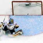 A shot by Pittsburgh&rsquo;s Evgeni Malkin gets past Nashville goalie Pekka Rinne (35) during Game 5 of the Stanley Cup finals on Thursday in Pittsburgh. Rinne will have to be better if the Predators are going to win Game 6 on Sunday. (AP Photo/Gene J. Puskar)