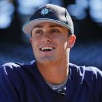 Mariners top draft pick Evan White takes in batting practice at Safeco Field on June 23, 2017, in Seattle. (Ben VanHouten/Seattle Mariners).