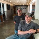 Owner/brewers David Jez and Bryant Castle sit in the main room of Haywire Brewing Co. on May 23 in Snohomish. (Andy Bronson / The Herald)