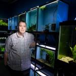 Cory McElroy, owner of Aquarium Co-op in Edmonds, balances his time between managing his store and creating content for his popular YouTube channel about proper fish and aquarium care. (Ian Terry / The Herald)