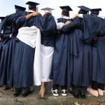 Glacier Peak High School seniors take a photo together before the start of their graduation ceremony at Xfinity Arena on Monday in Everett. (Andy Bronson / The Herald)