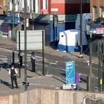 A police forensic tent at Finsbury Park in north London, where a vehicle struck pedestrians on Monday near a mosque. (Yui Mok/PA via AP)