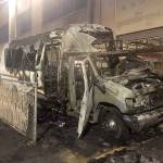 This van burned early Monday at Calvary Tabernacle United Pentecostal Church in Lynnwood. Arson is suspected. A man was later arrested. (Lynnwood Fire Department)