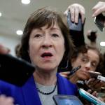 Sen. Susan Collins, R-Maine, speaks amid a crush of reporters at the Capitol in Washington on Thursday after Republicans released their long-awaited bill to scuttle much of President Barack Obama&rsquo;s Affordable Care Act. (AP Photo/J. Scott Applewhite)