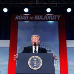 President Donald Trump speaks at the Omni Shoreham Hotel on Thursday in Washington. (AP Photo/Jacquelyn Martin)