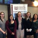 The Zonta Club of Everett Foundation recently presented scholarships to (from left) Elizabeth Heinl, Kailen Camarillo, Roxanne Marie Shanks, Margaret Brady and Shirley Acfalle. Not pictured is Denee McCloud and Jessica Rhodes. (Contributed photo)