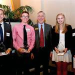 Everett School District Superintendent Gary Cohn (center) stands with the 2016-17 Superintendent&rsquo;s Scholar Award winners (from left) Dartagnan Phan, Wyatt Mason, Alexi Strike and Emmerson Hunter. (Contributed photo)