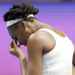 In this Feb. 2 photo, Venus Williams reacts during her match against Kristina Mladenovic at the St. Petersburg Ladies Trophy-2017 tennis tournament in St. Petersburg, Russia. (AP Photo/Dmitri Lovetsky, File)