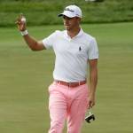 Justin Thomas reacts after his birdie on the 17th hole during the third round of the U.S. Open on June 17, 2017, at Erin Hills in Erin, Wis. (AP Photo/ Charlie Riedel)