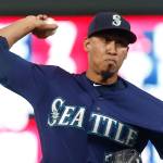 Mariners closer Edwin Diaz throws against the Twins in a game June 14, 2017, in Minneapolis. (AP Photo/Jim Mone)