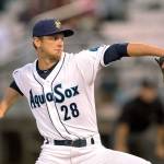 Everett AquaSox pitcher Ted Hammond, a 2012 graduate of Shorecrest High School, is playing for the team he grew up watching as a kid. (Shari Sommerfeld / Everett AquaSox)
