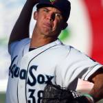 Everett&rsquo;s Randy Bell throws a pitch against the Canadians on June 27, 2017, at Everett Memorial Stadium in Everett. (Kevin Clark / The Herald)