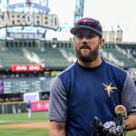 Rays outfielder Steven Souza Jr., a former standout at Cascade High School, stands on the field before a game against the Mariners on June 3, 2017, at Safeco Field in Seattle. (Kevin Clark / The Herald)