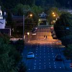 Artist Iole Alessandrini&rsquo;s public art project, &ldquo;Luminous Forest&rdquo;, is seen on Fourth Avenue in downtown Edmonds. More than 170 LED lights are embedded in the pavement and are naturally triggered by changes in light to illuminate when dark. (Ian Terry / The Herald)