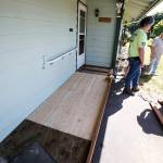 A wheelchair ramp is seen during construction in Marysville on Saturday, May 27. (Ian Terry / The Herald)
