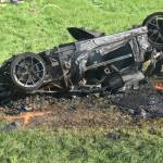 This photo shows the car that was involved in a crash where Richard Hammond escaped serious injury in Switzerland on Saturday June 10. (Freuds via AP)