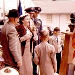 Paine family at dedication. From left, Sumner, Margaret, Tom (back to camera) and Nick. (Photo courtesy of Tom Paineand Nick Moe)
