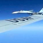 Photographs released Friday, June 23, show a Russian SU-27 coming so close to the wing of U.S. RC-135U on June 19 that the Russian pilot can be seen sitting in the cockpit in some images. (Master Sgt Charles Larkin Snr/U.S. European Command via AP)