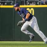 Rays outfielder Steven Souza Jr., a former standout at Cascade High School, chases a ground ball during his return to play the Mariners on June 3, 2017, at Safeco Field in Seattle. (Kevin Clark / The Herald)