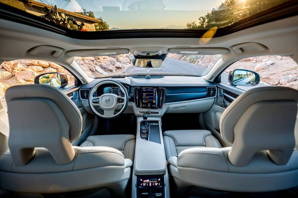 Wood and metal trim enhance the 2017 Volvo V90 Cross Country&rsquo;s upscale interior. (Manufacturer photo)
