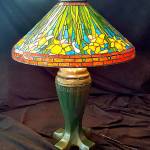 Patty DeGroodt&rsquo;s &ldquo;Daffodil&rdquo; lamp is among the Tiffany-style lamps to be displayed at Covenant Art Glass on Broadway in Everett through June 28.