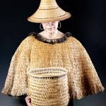 Cedar textiles displayed at the Schack include a hat by Merle Andersen, a basket by Delores Churchill and a canoe cape by Holly Churchill, all shown courtesy of the Kovalik Family Collection. (Photo by Jan Hopkins)