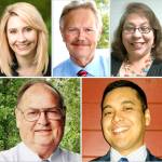 Candidates for Snohomish City Council Position 7 are (top row L-R) Meagan Gray, Steve Dana and Lisa Caldwell. Candidates for Snohomish City Council Position 6 are (bottom L-R) Larry Countryman and Eric Reyes.