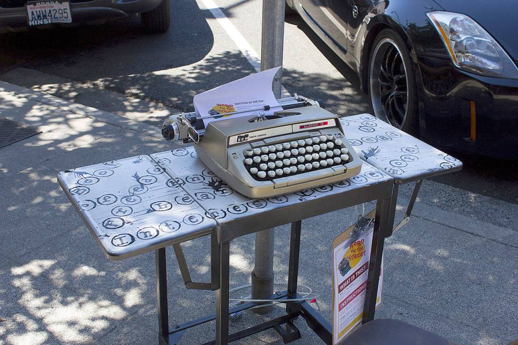 The annual ​Word on the Street​ project that lets people pound away on vintage typewriters in downtown Everett ​is​ July 12 through Aug. 1. (Submitted photo)