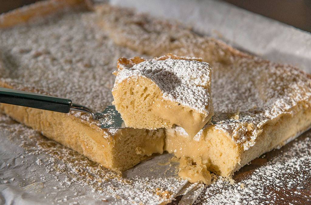 This cold-brew butter cake is ooey-gooey good. (Roy Inman/Kansas City Star)
