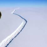 A rift in the Antarctic Peninsula&rsquo;s Larsen C floating ice shelf last year. A vast iceberg with twice the volume of Lake Erie has broken off. (John Sonntag/NASA via AP)
