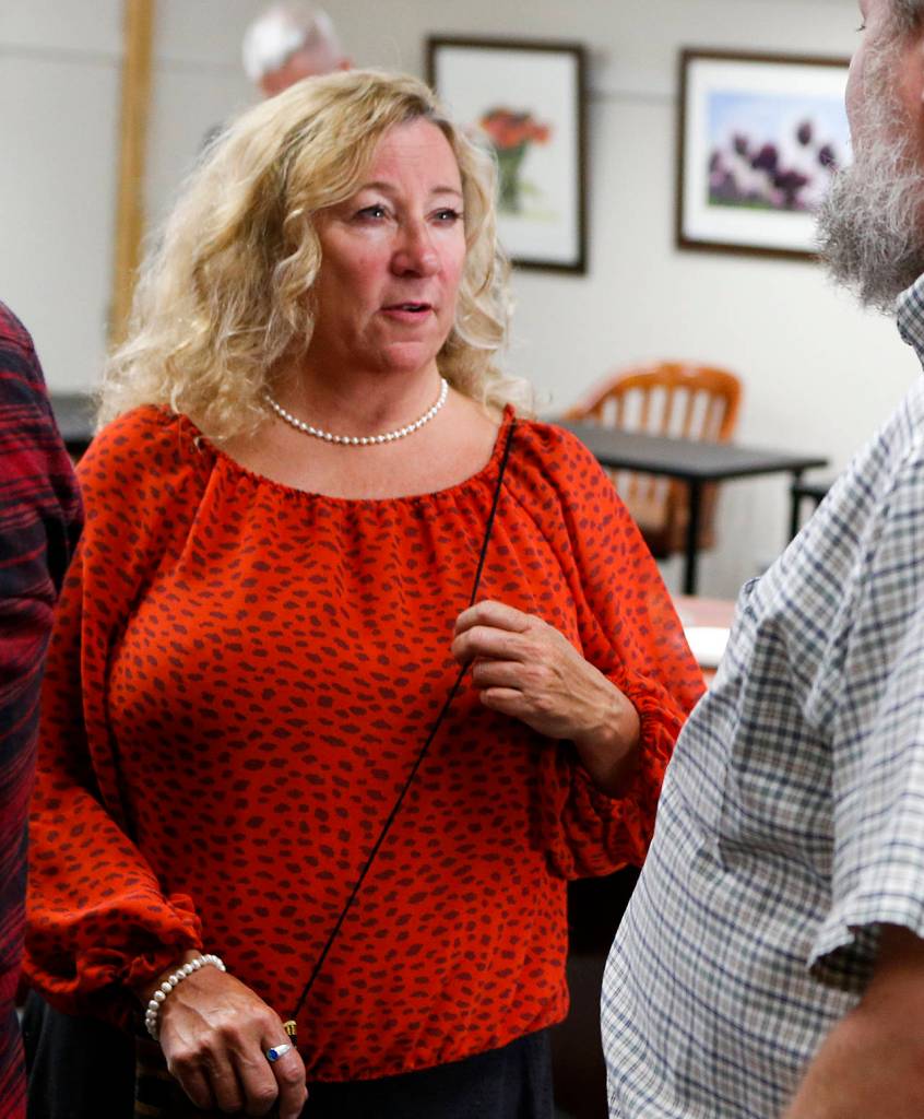 Snohomish County Council candidate Kristin Kelly at a public event held at Grow Washington in Everett on Wednesday, July 19. (Ian Terry / The Herald)