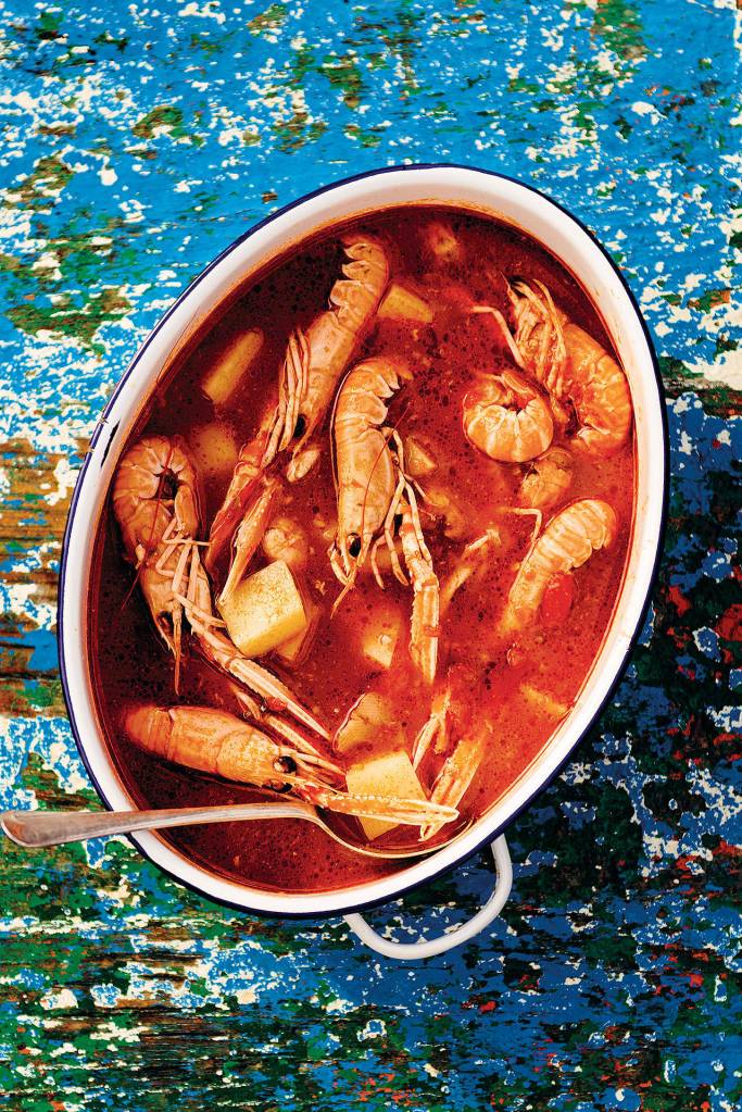 The author made zuppa di scampi e patate (scampi and potatoe soup) with spotted prawns. (Photo by Lauren Bamford)