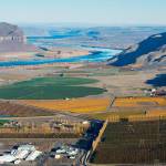 The Columbia River serves as a boundary for the Wahluke Slope, a federally approved viticultural area that surrounds the town of Mattawa, Washington. (Photo courtesy of the Washington State Wine Commission)