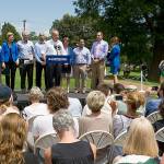 Senate Minority Leader Chuck Schumer of New York (at podium) is joined by other congressional Democrats in Berryville, Virginia, on Monday to unveil the party&rsquo;s new agenda. (AP Photo/Cliff Owen)