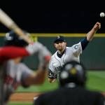 Mariners pitcher James Paxton pitches to the Red Sox&rsquo;s Deven Marrero in the fifth inning of a game July 24, 2017, in Seattle. (AP Photo/Ted S. Warren)