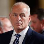 White House Chief of Staff John Kelly appears at event where President Donald Trump was to bestow the Medal of Honor in the East Room of the White House on Monday. (AP Photo/Pablo Martinez Monsivais)