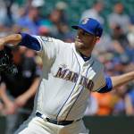 Mariners starting pitcher James Paxton throws against the Mets in the first inning of a game on Sunday in Seattle. (AP Photo/Ted S. Warren)