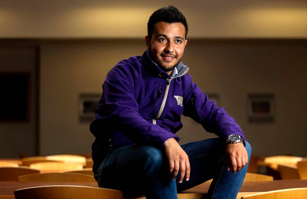 Naji Ali, who grew up in Syria as a Palestinian refugee, was a commencement speaker at Edmonds Community College&rsquo;s graduation ceremony. (Dan Bates / The Herald)