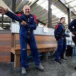 Curtis Zinn (left) suits up before skydiving at Skydive Snohomish&rsquo;s Fill the Sky with Hope event on Saturday, July 1. Zinn, and others who receive assistance from Housing Hope, took to the skies on Saturday to overcome fear and celebrate their sobriety. (Ian Terry / The Herald)