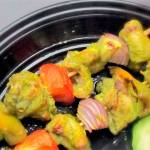 Green chicken kebabs get their color from a marinade made with cilantro and green hot Thai chilies. (Reshma Seetharam / For The Herald)