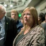 Jane Sanders, the wife of Sen. Bernie Sanders, stands by her husband after a rally in Iowa in 2015. (Melina Mara / The Washington Post)