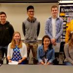 Lynnwood Kiwanis member Ralph Baggerly (back right) congratulates winners of scholarships presented by Kiwanis House, Thoelke Foundation, and the Edmonds Community College Foundation. Pictured from left are (back row) Jared Anderson, Huy Duong, Drew Thomas, (front row) Cyrena Fulton, Emily Smatlak, Judy Tran and Fiona Rand. Not pictured are Megan Tran, Danika Hensen, Jinsung Lee and Audrey Bass. (Contributed photo)