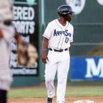 Greifer Andrade leads off from second base during a July 5 game in Everett. (Kevin Clark / The Herald)
