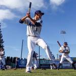 AquaSox first baseman Evan White warms up before a game against Canadians on June 27 2017, at Everett Memorial Stadium in Everett. (Kevin Clark / The Herald)