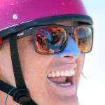 Katina Ewings shares a laugh during the Jetty Island Light Wind Olympics on Jetty Island. (Kevin Clark / The Herald)