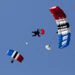 Skydivers float back to the ground after deploying their parachutes at Skydive Snohomish on Saturday, July 1. (Ian Terry / The Herald)