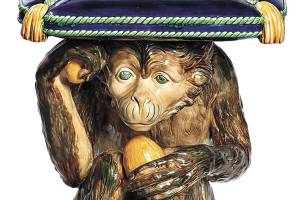 Low-priced ‘kitsch’ no more, majolica monkey goes for $13,530